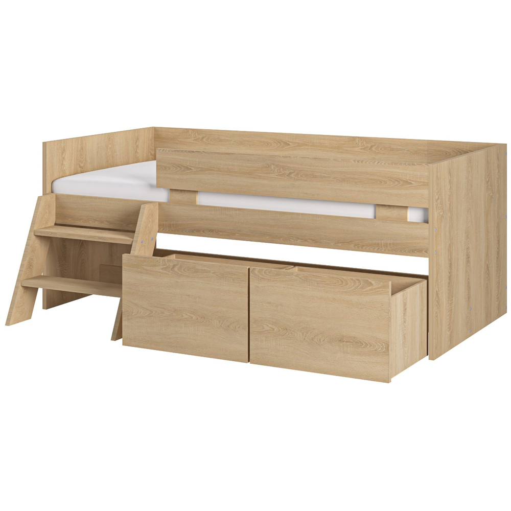 Flair Logan Oak Low Sleeper Bed with Storage and Moveable Ladder Image 4