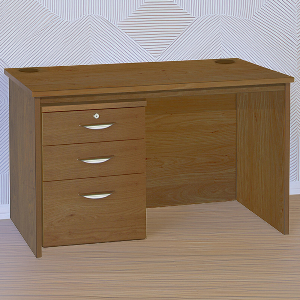 R White Cabinets 3 Drawer Home Office Desk with Hutch Brown Image 1