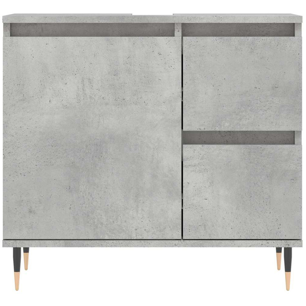 vidaXL Single Door 2 Drawer Concrete Grey Bathroom Cabinet Image 5