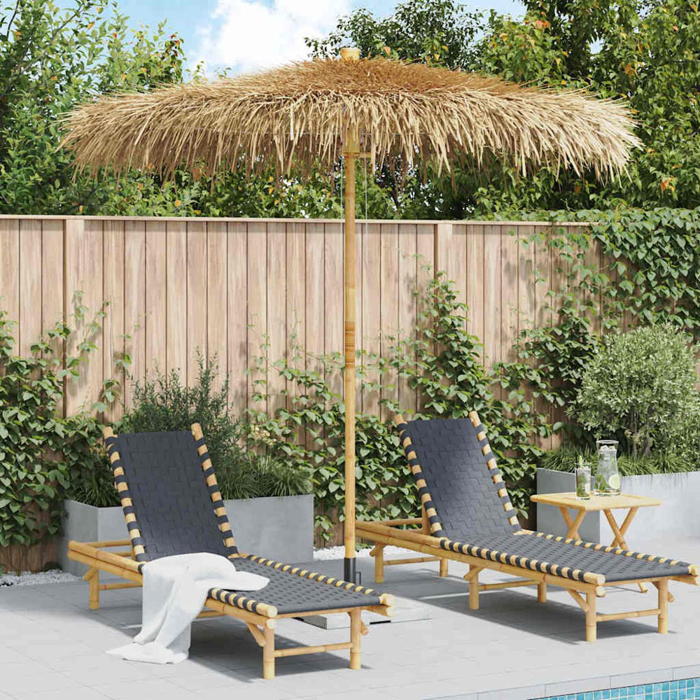 vidaXL Bamboo Foldable Garden Parasol with Banana Leaf Roof 2.1m Image 2
