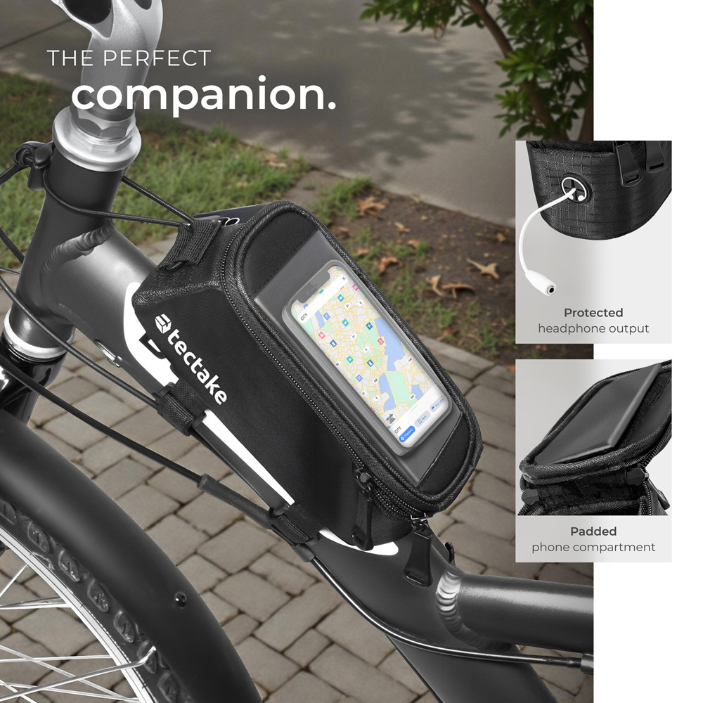tectake Black Water-Repellent Georg Frame Bicycle Bag Set 10.5 x 20.5 x 10cm Image 3