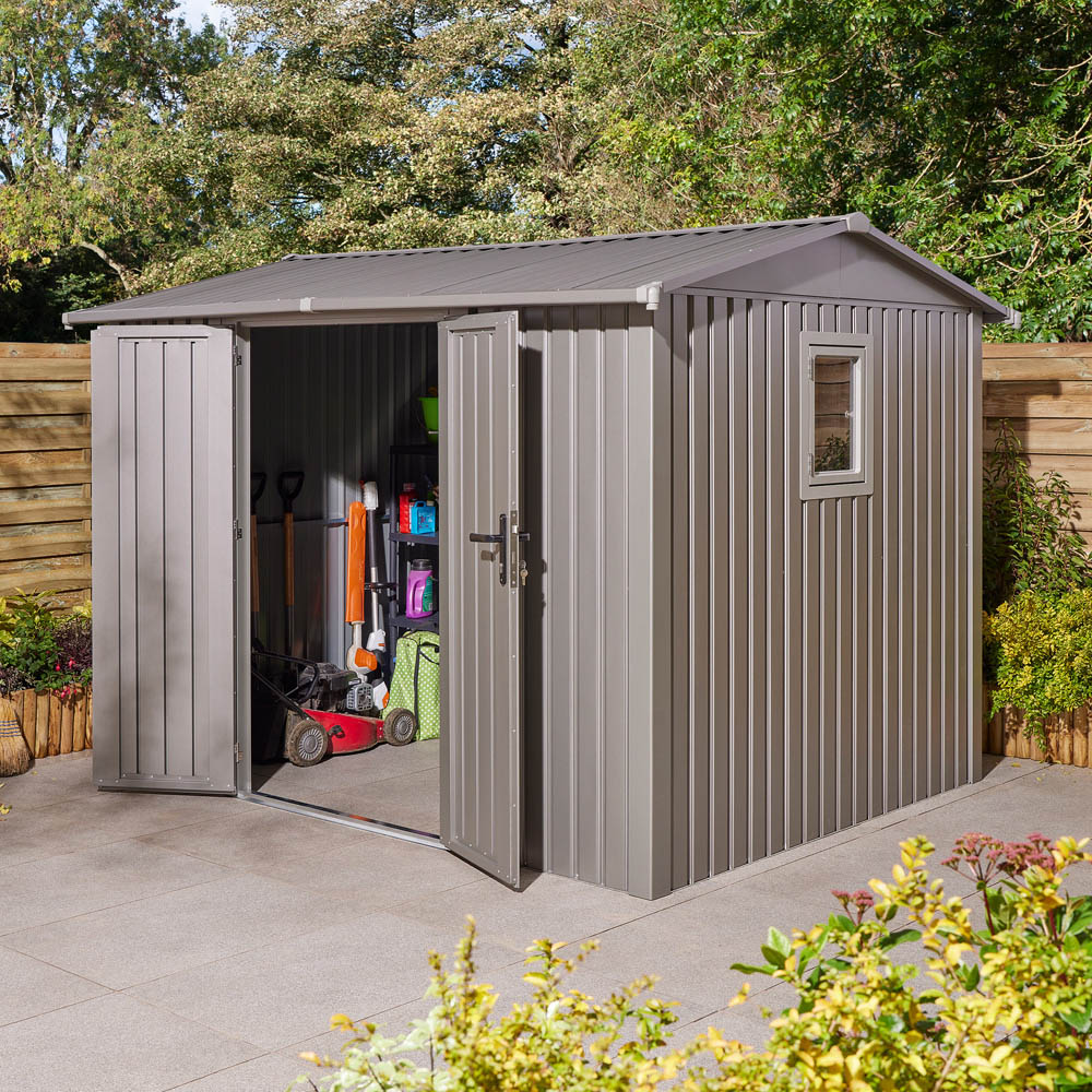 Rowlinson 10 x 8ft Grey Brentvale Premium Apex Metal Garden Shed Image 9