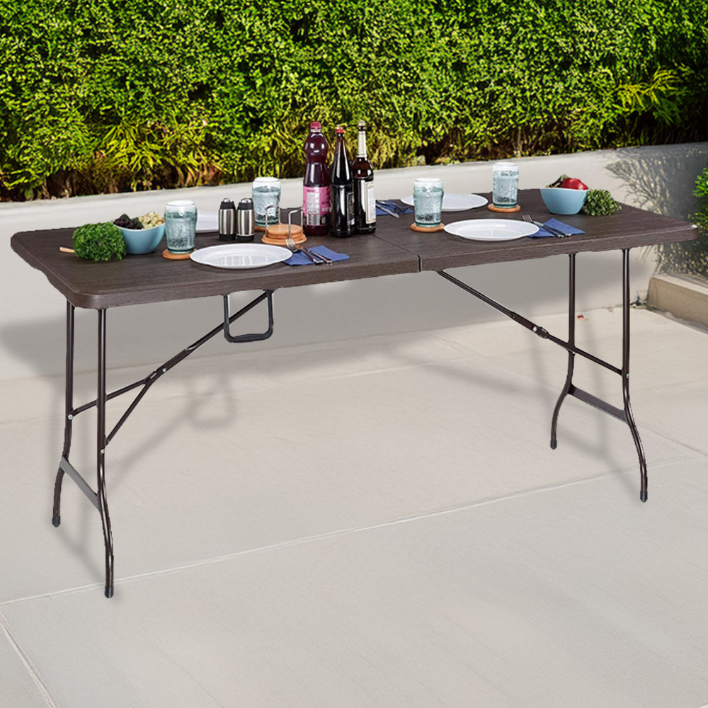 Gr8 Garden Wooden Effect Heavy Duty Folding Table Image 1