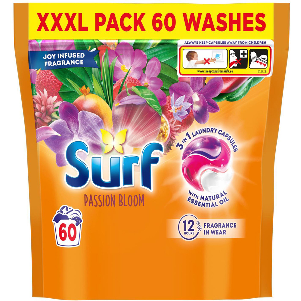 Surf 3-in-1 Passion Bloom Washing Capsules XXXL 60 Washes 3 Pack Image 4