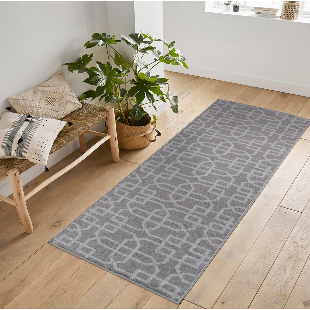 Desire Rugs Havana Dark Grey Cubed Trellis Anti Slip Door Mat 90 x 57cm Image 5