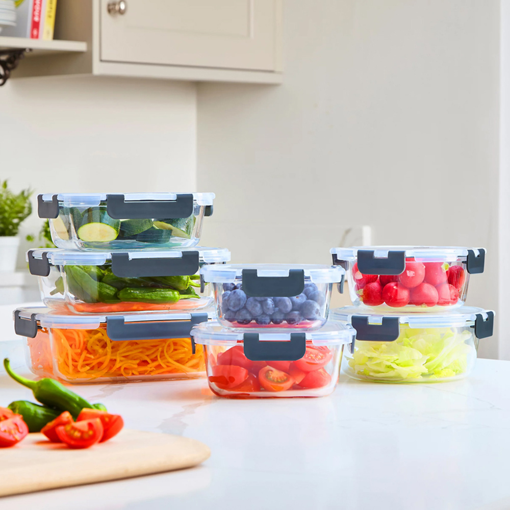 Neo 7 Piece Glass Food Storage Container Set with Lids Image 2