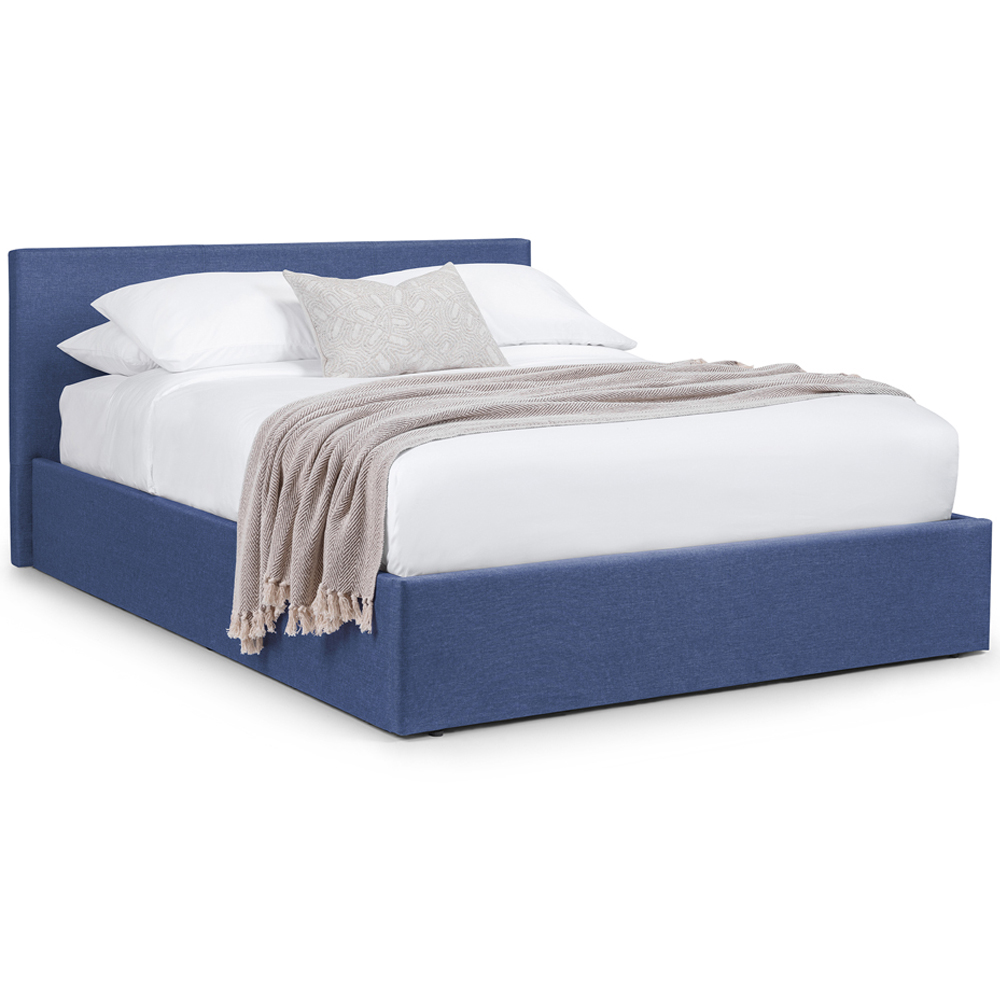 Julian Bowen Rialto Double Dark Blue Linen Lift Up Storage Bed Image 2