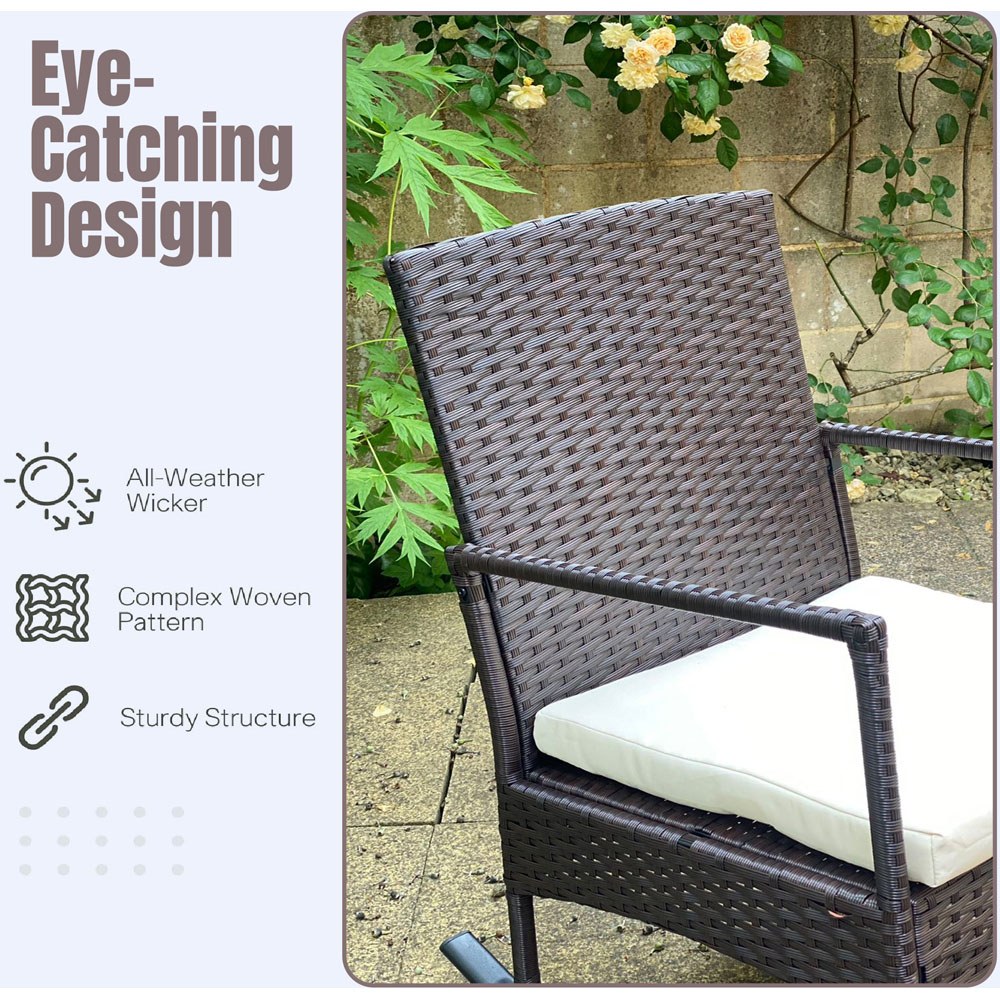 Furniture One 2 Seater Brown Rattan Garden Rocking Bistro Set Image 6