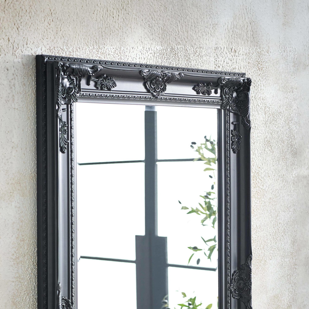 Julian Bowen Palais Black Baroque-Inspired Wooden Lean To Dressing Mirror 170 x 70cm Image 4