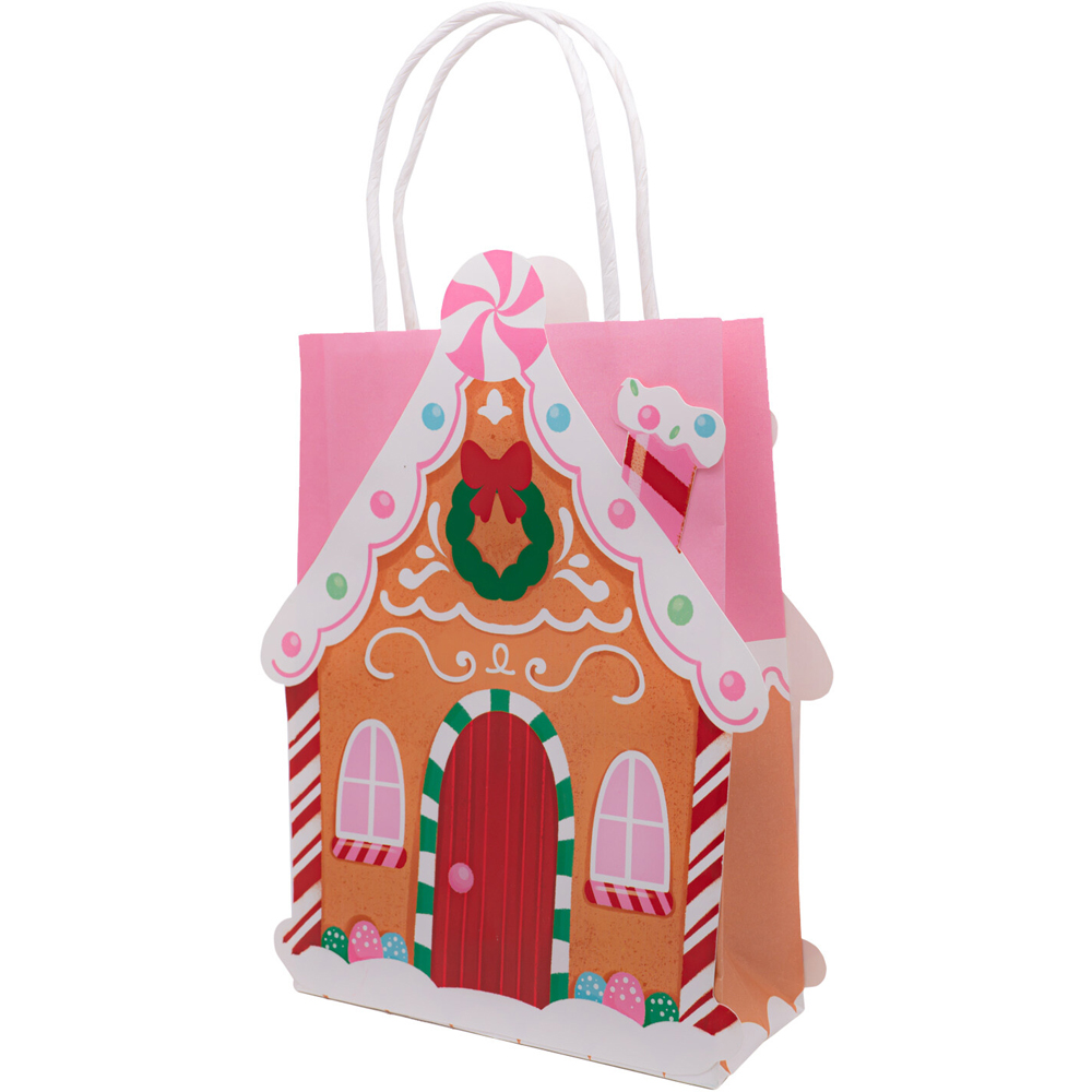 Pack of 8 Gingerbread Party Bags - Pink Image 3