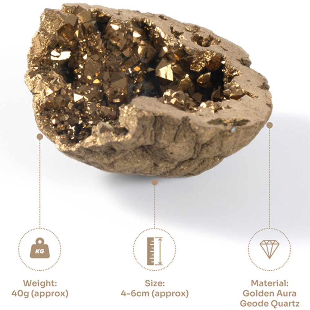 Myga Aura Golden Quartz Crystal Geode Image 4