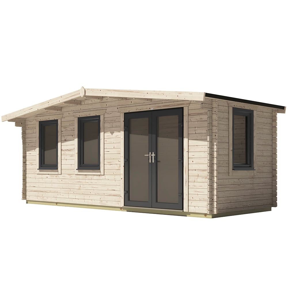 Power Sheds 8 x 20ft Right Double Door Chalet Log Cabin Image 1