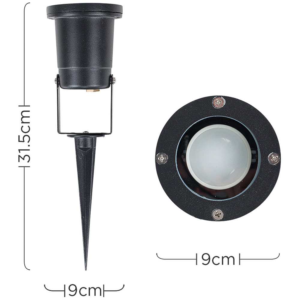 Derwent Set of 4 Black Outdoor Spike Lights with 5W Warm White Bulb Image 8