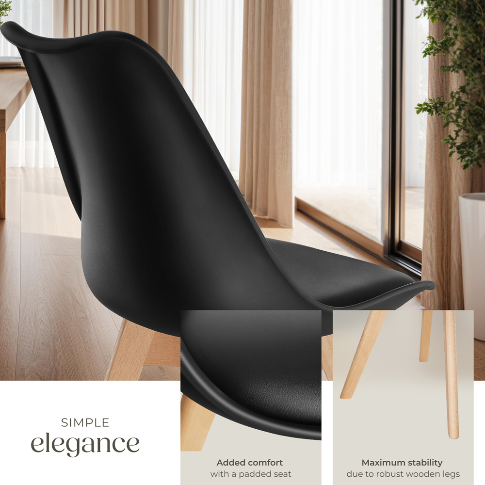 tectake Frederikke Set of 6 Black Ergonomic Dining Chair Image 5