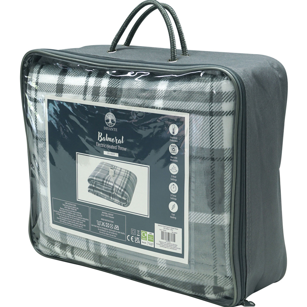 Balmoral Check Electric Heated Throw Grey Image 6