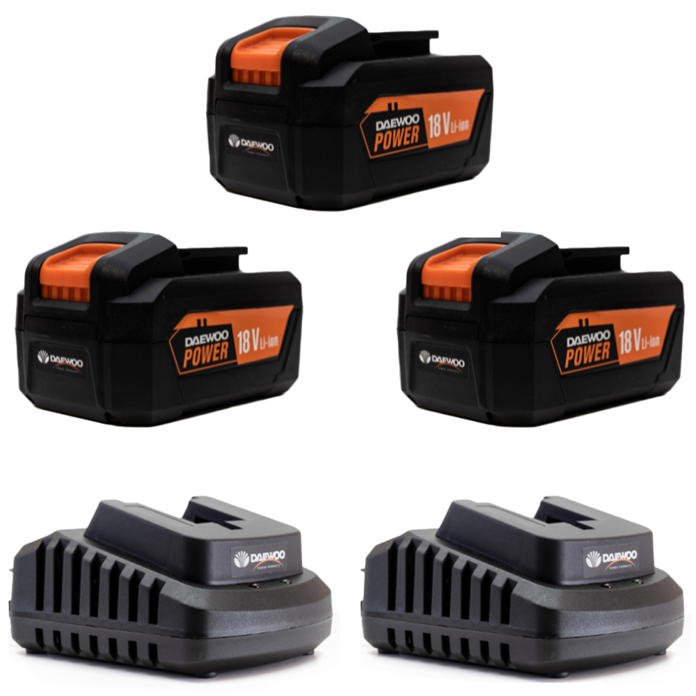 Daewoo U-Force 18V 3 x 4.0Ah Lithium-Ion Batteries with Chargers Image 1