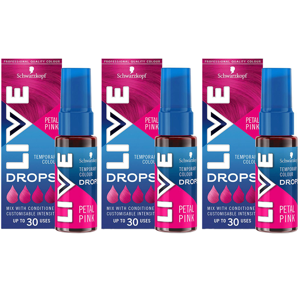 Schwarzkopf Live Colour Drops Petal Pink Semi-Permanent Hair Dye 3 Pack Image 1