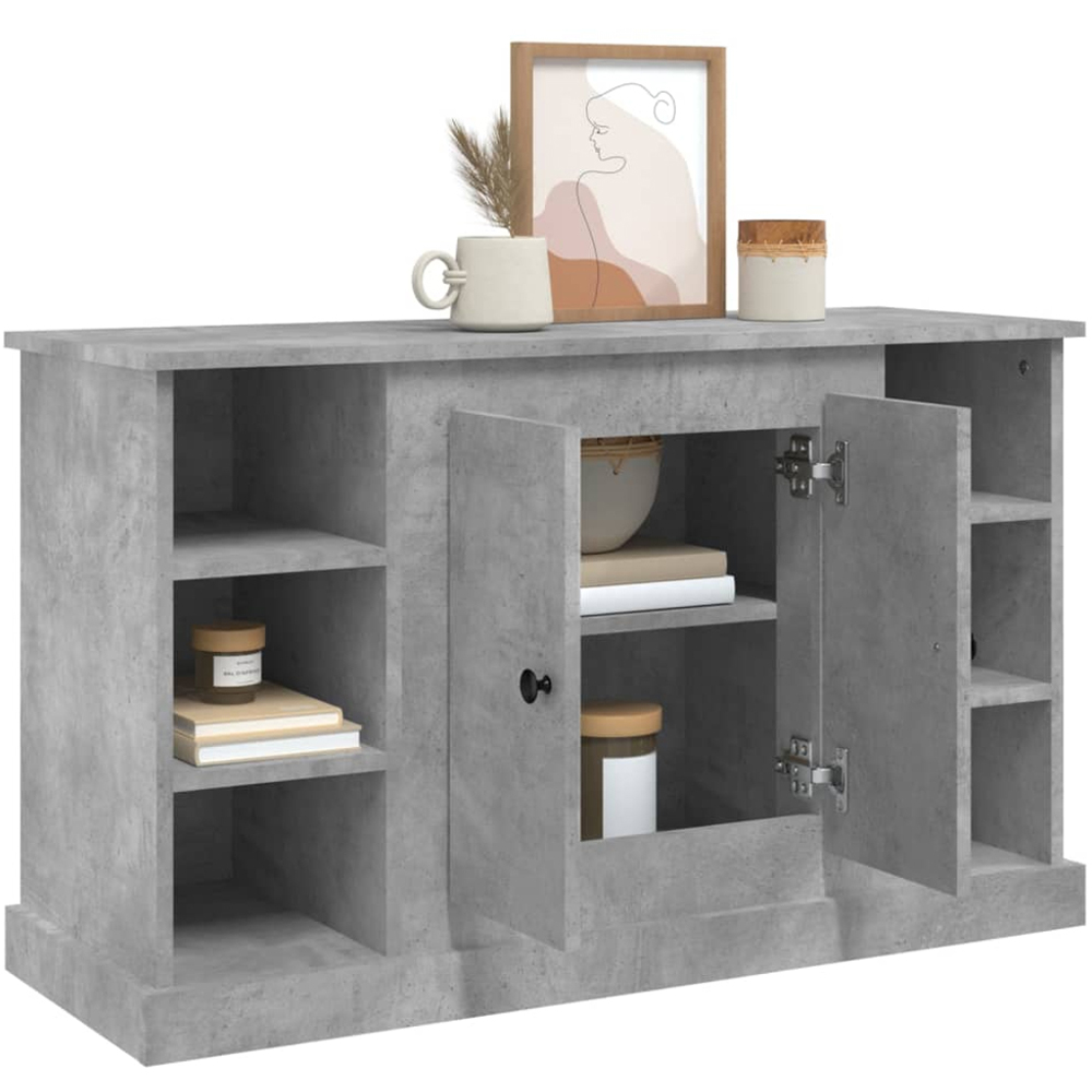 vidaXL 2 Door 6 Shelf Concrete Grey Wooden Sideboard Image 5