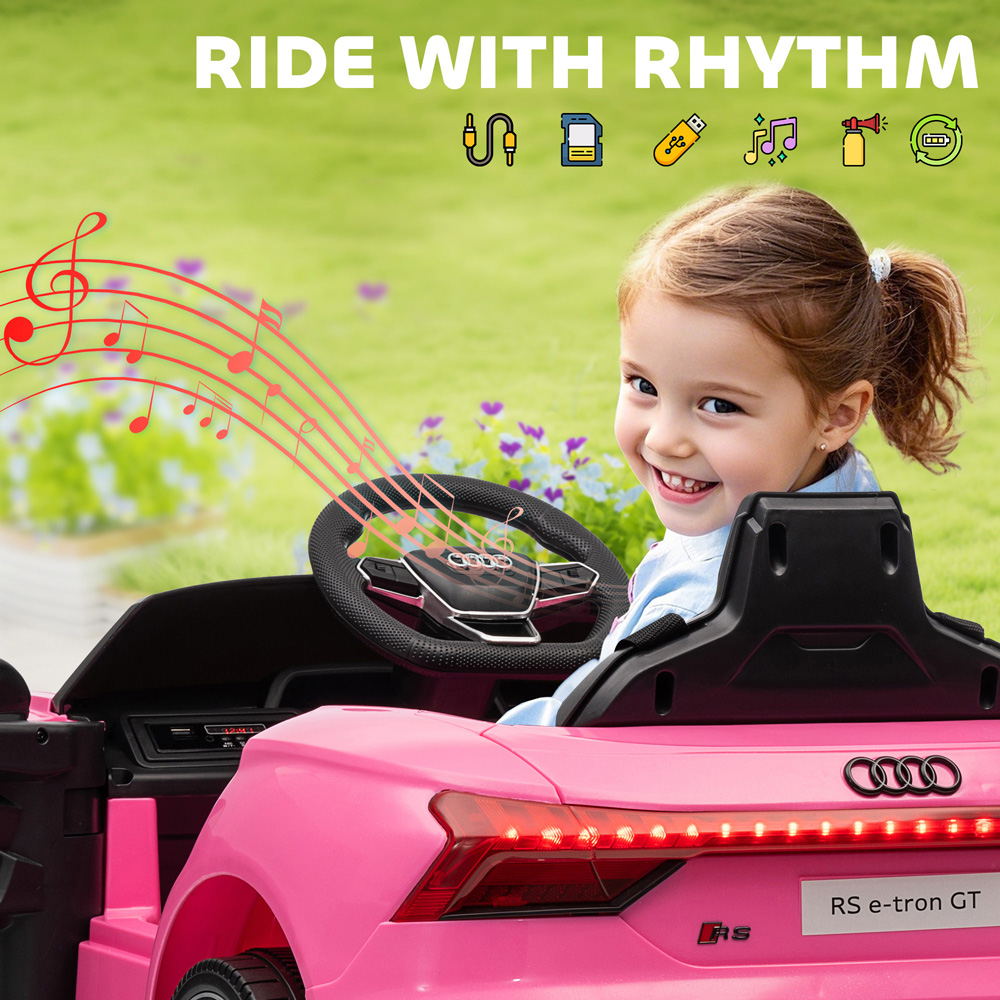 Tommy Toys Pink Licensed Audi RS e-tron GT Kids Electric Ride On Car with Remote 12V Image 3