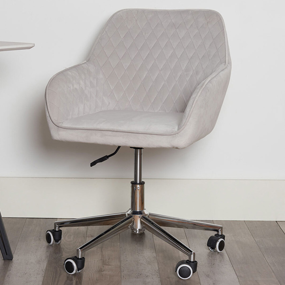 Grey Diamond Stitch Swivel Office Chair Image 1