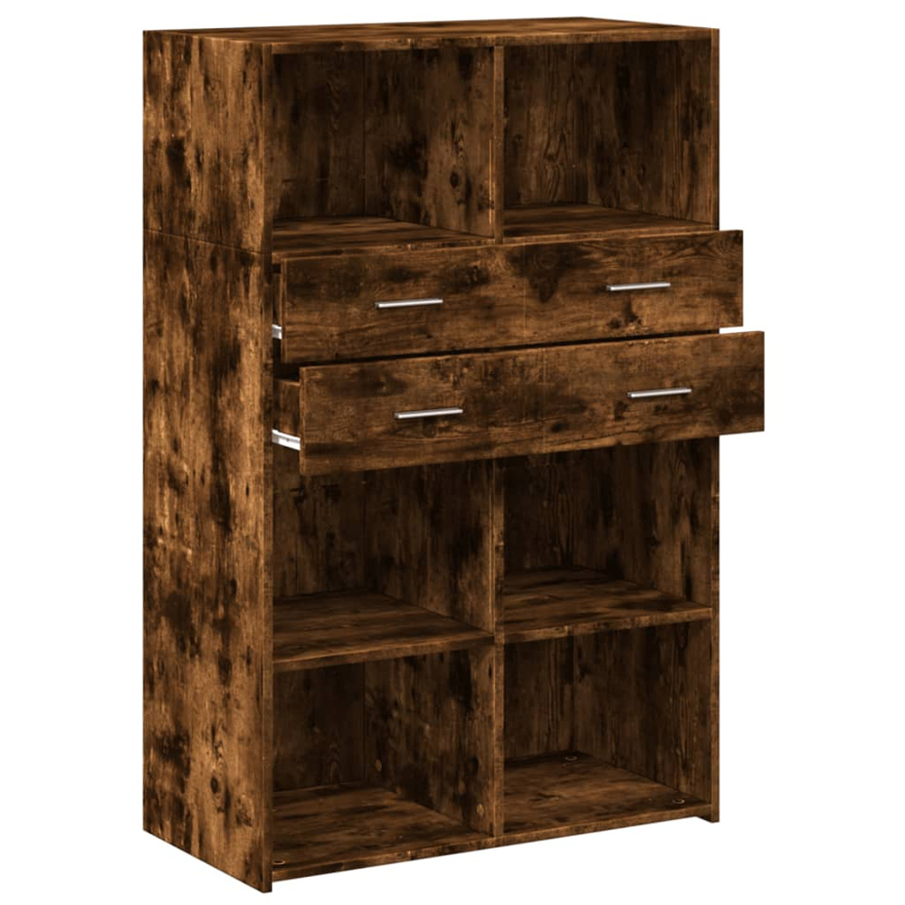 vidaXL 4 Drawer 6 Shelf Smoked Oak Highboard Image 7