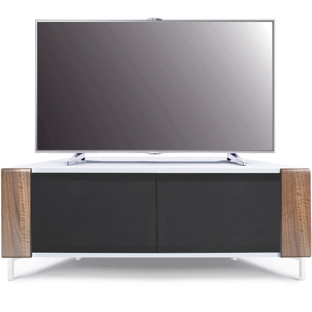 MDA Designs Corvus 2 Door White Walnut and Black TV Cabinet Image 5
