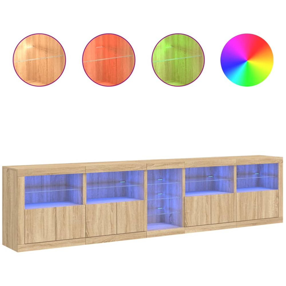 vidaXL 8 Door 12 Shelf Sonoma Oak LED Sideboard 5 Piece Image 3