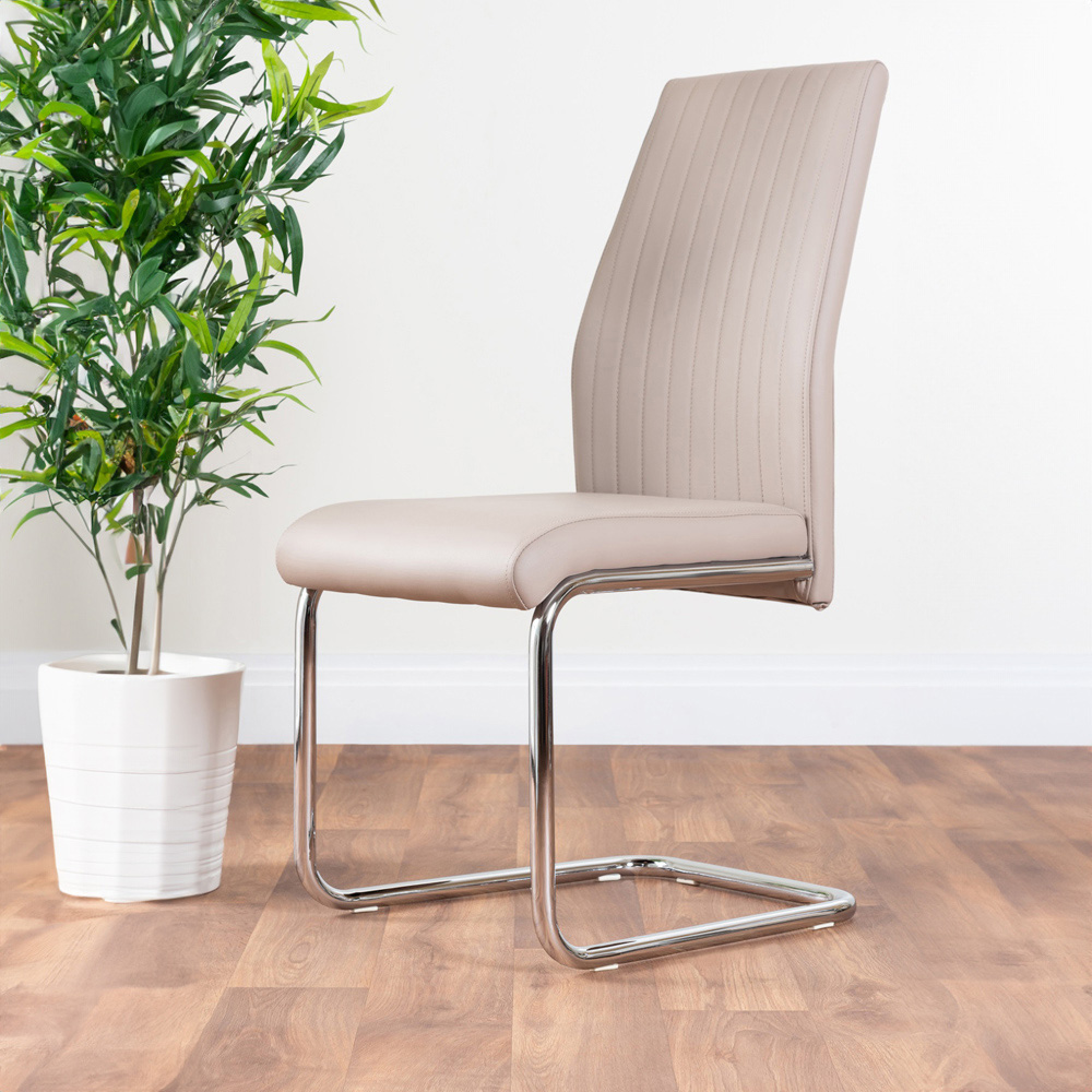 Furniturebox Copeland Fontana Marble Effect 2 Seater Dining Set White Cappuccino and Chrome Image 3