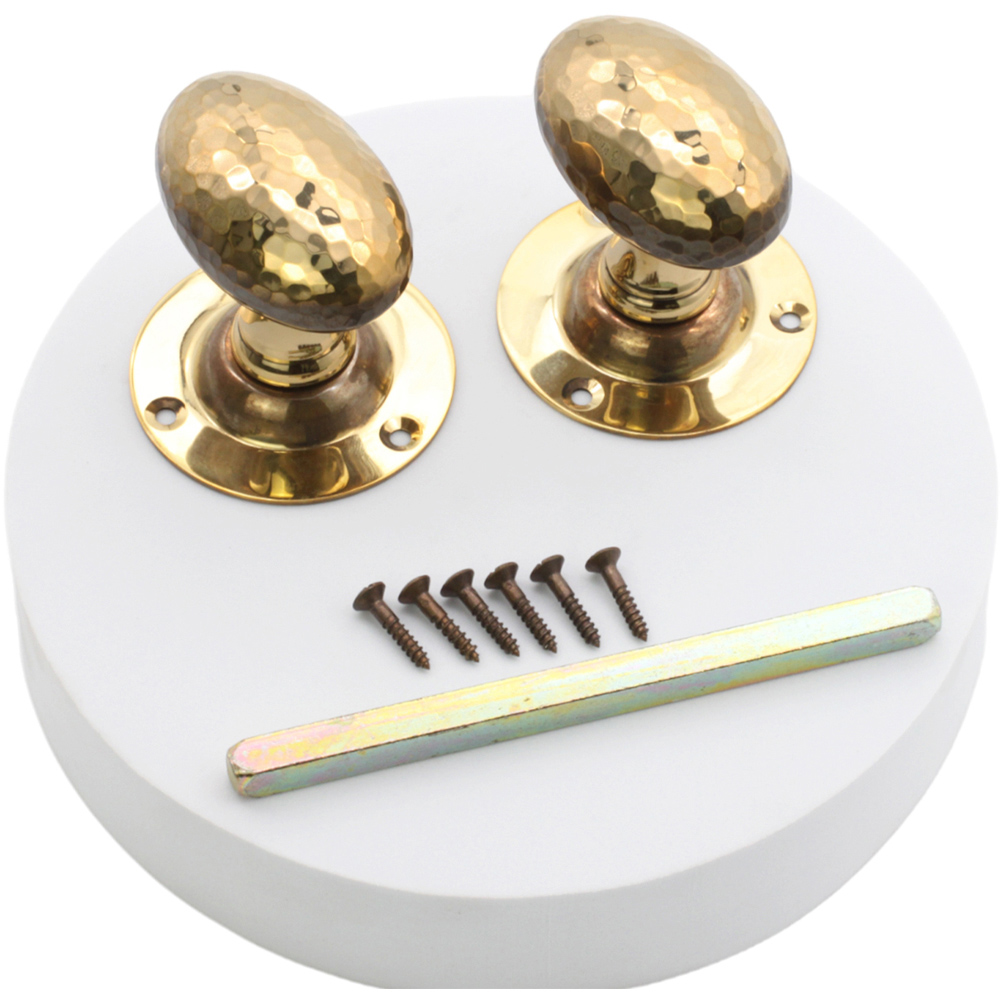 Spira Brass Aged Brass Hammered Oval Mortice Door Knob 2 Pack Image 4