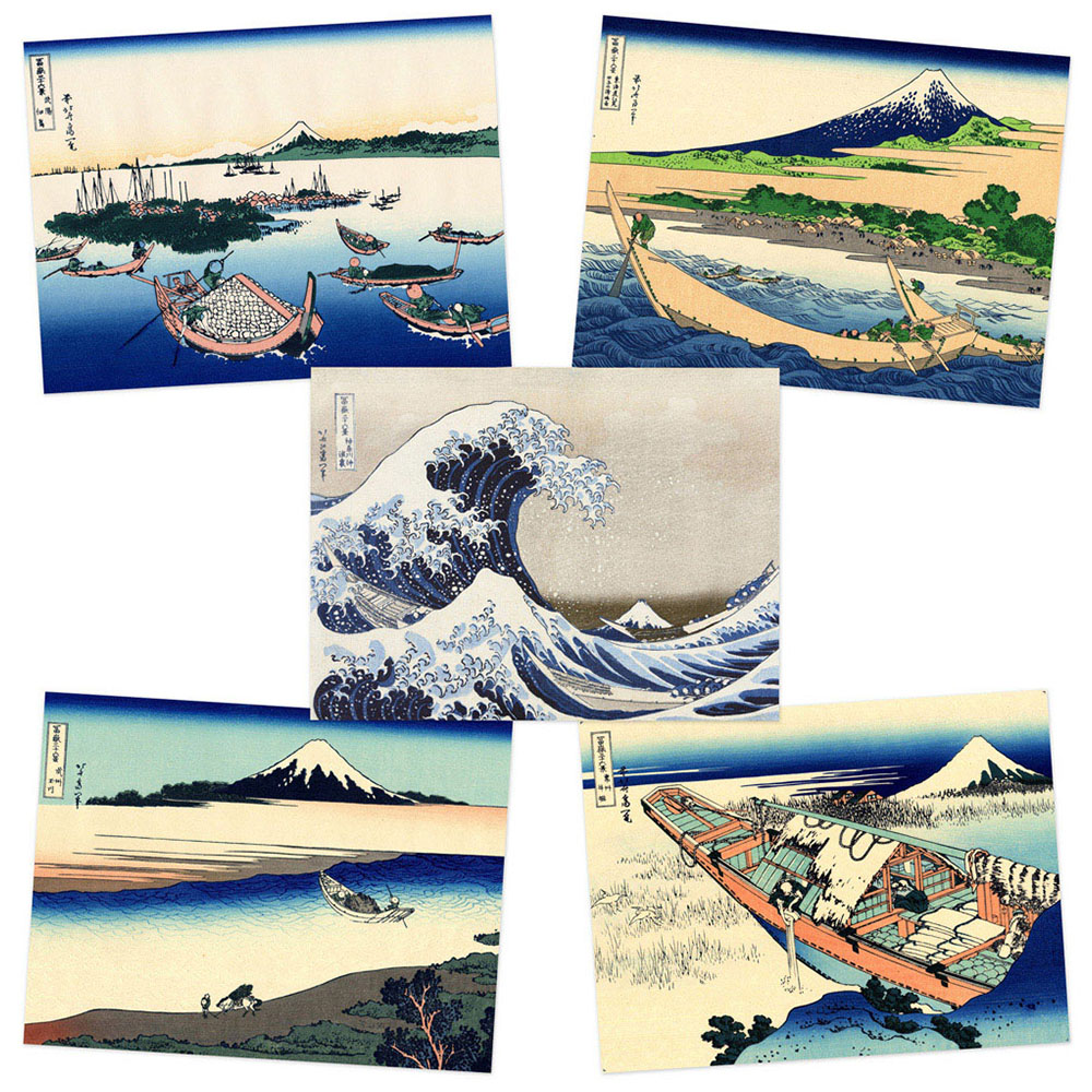 Artery8 Hokusai Views Mount Fuji Tago Bay Tama River Island Wall Art Print 30 x 41cm 5 Pack Image 1