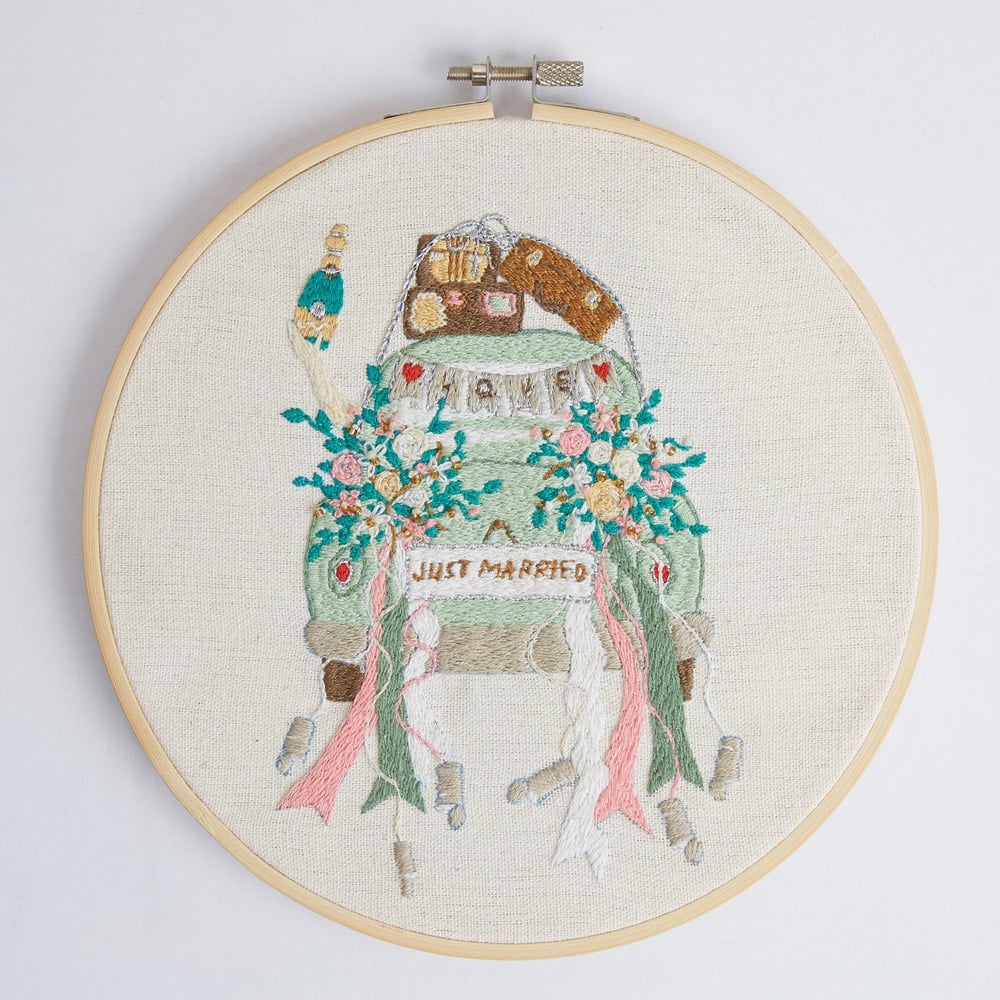 Sew & So On Multicoloured Wedding Car Embroidery Craft Set Image 2