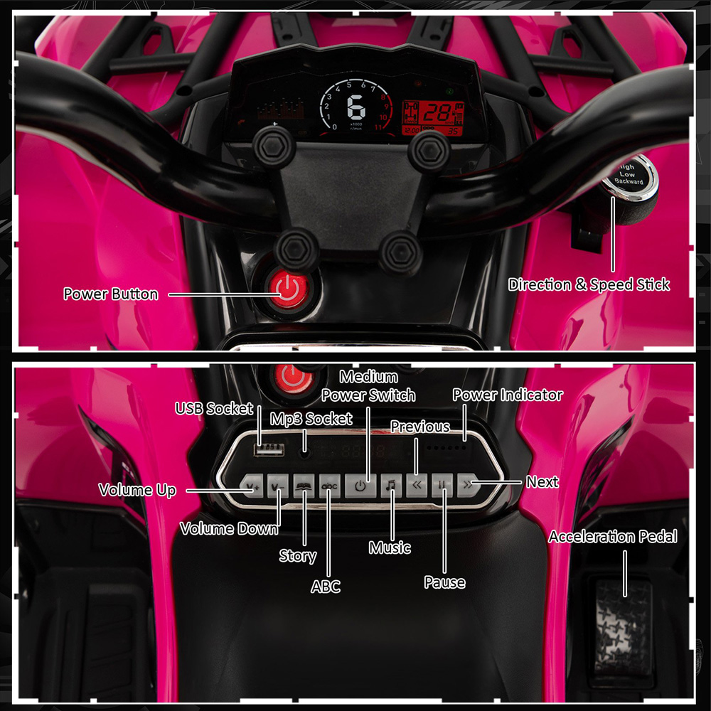Costway Pink Electric Powered Kids Ride On ATV 12V Image 8