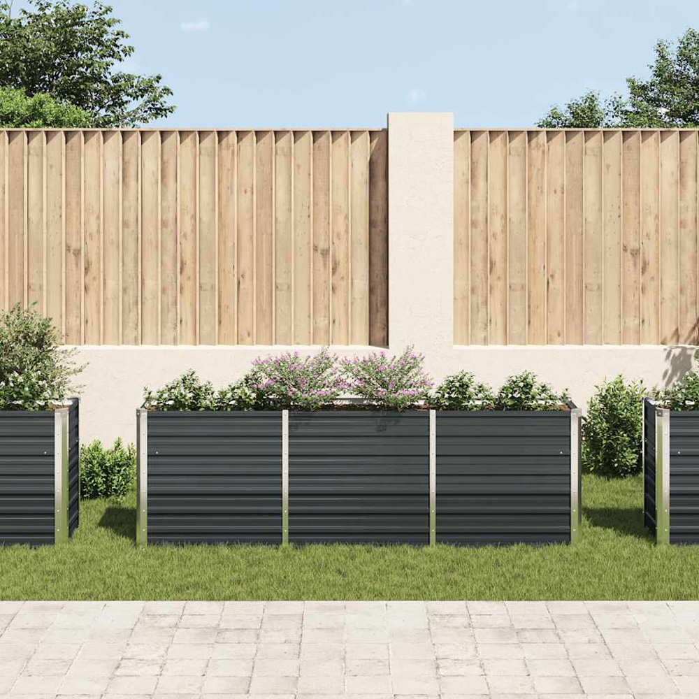 vidaXL Anthracite Galvanised Steel Raised Garden Bed 77 x 40 x 240cm Image 2