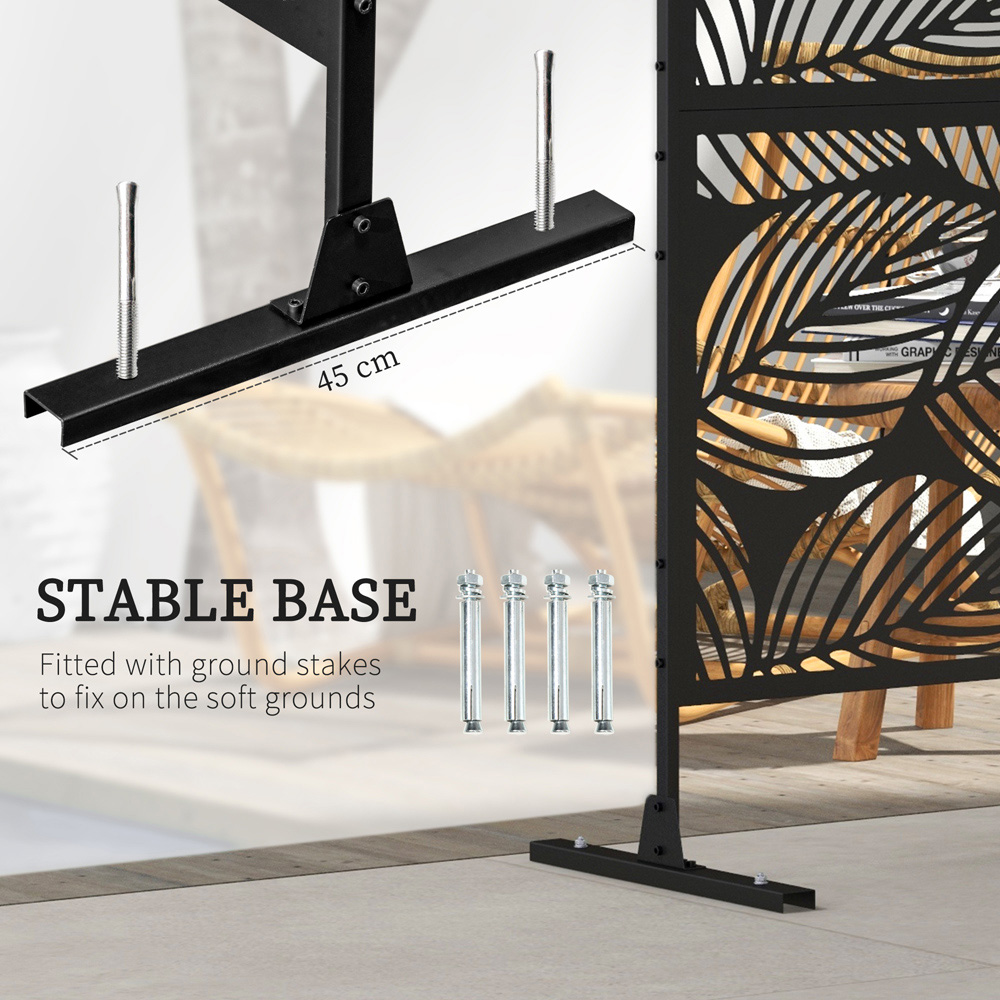 Outsunny 6.4 x 4ft Black Leaf Outdoor Privacy Screen Image 5