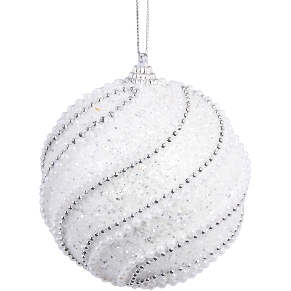 Set of 4 Beaded Glitter Baubles Image 3