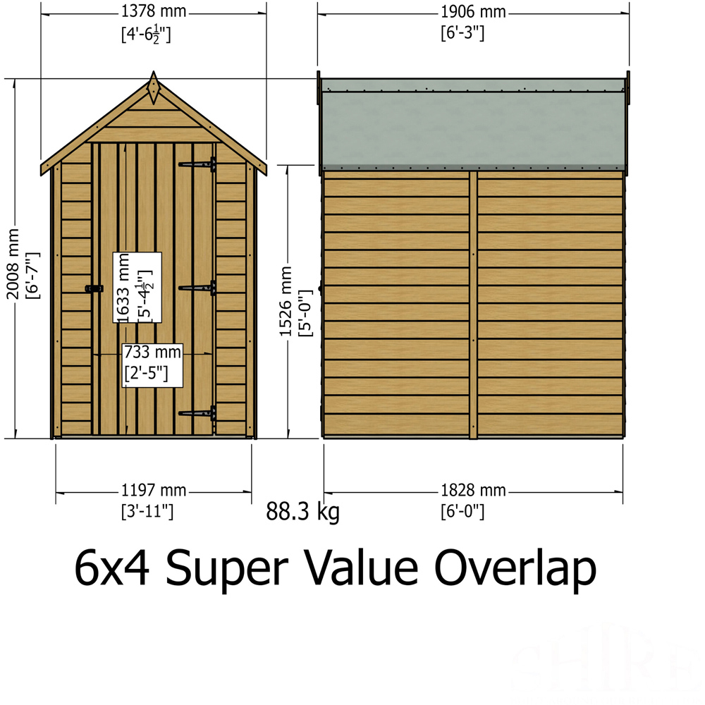 Shire Super Value 6 x 4ft Overlap Apex Garden Shed Image 9