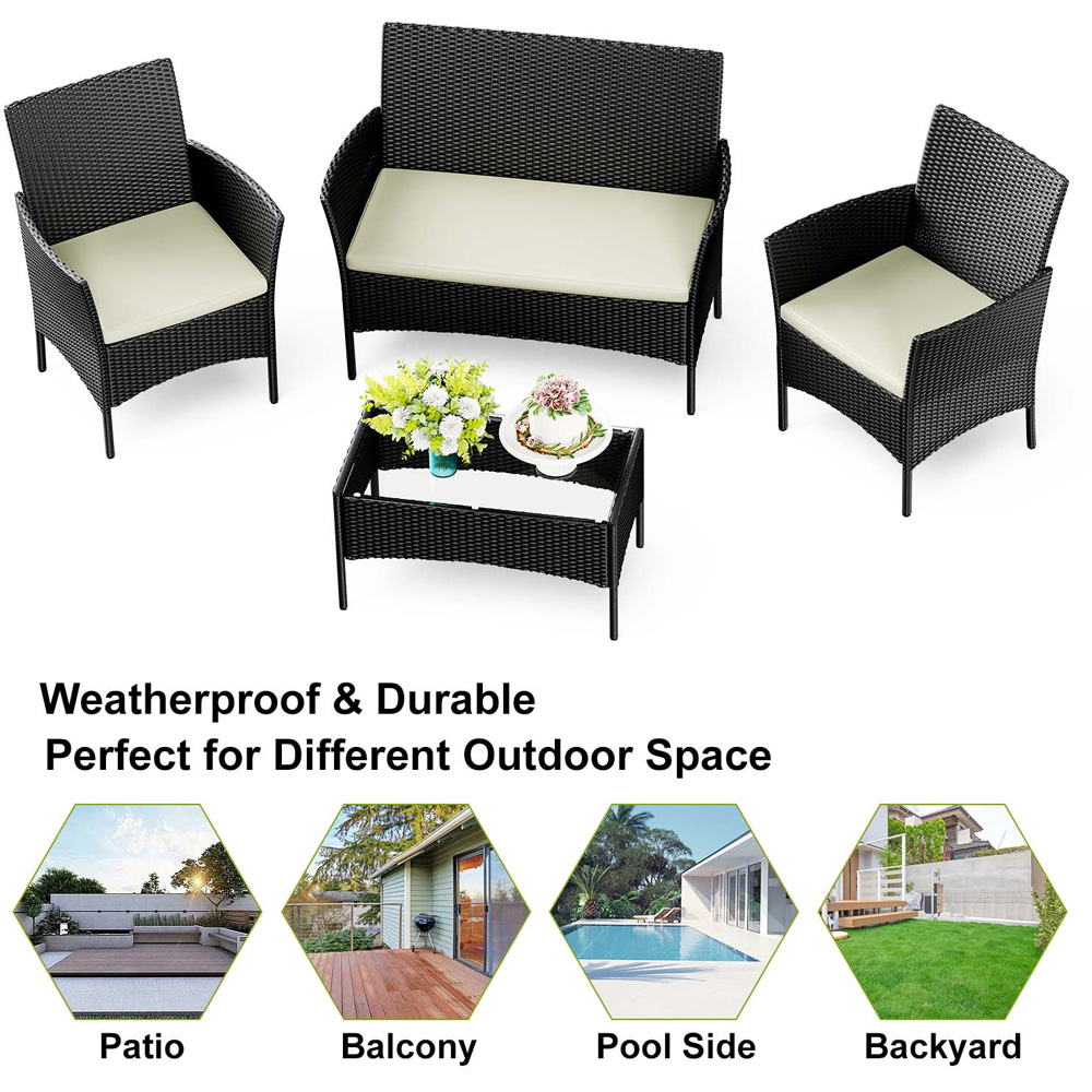 Rattrix 4 Seater Black Rattan Garden Furniture Set with Cushion Image 7