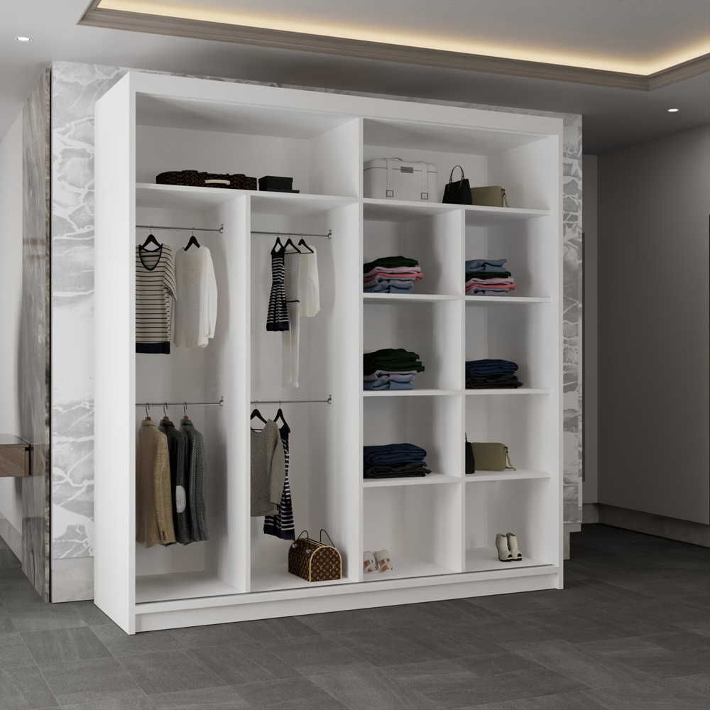Sliding Wardrobes 4U Moon 2 Door White Wide Mirrored Wardrobe 203cm Image 4