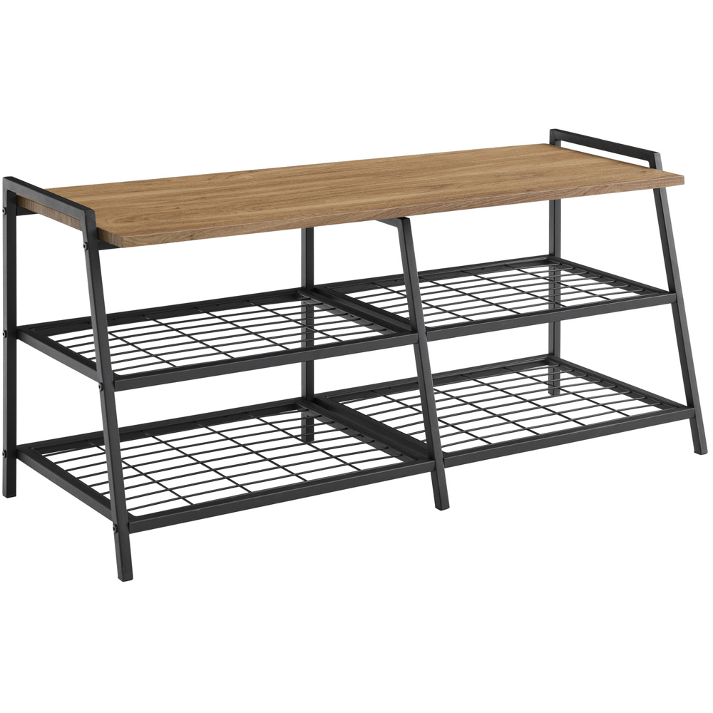 Home Source Daxton 2 Shelf Metal and Wood Entry Console Bench with Shoe Storage Image 2