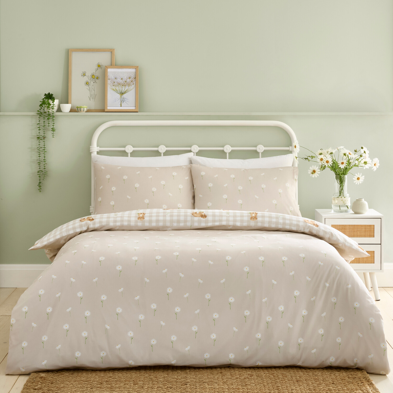 Daisy Doodle Duvet Set Natural King Image 2