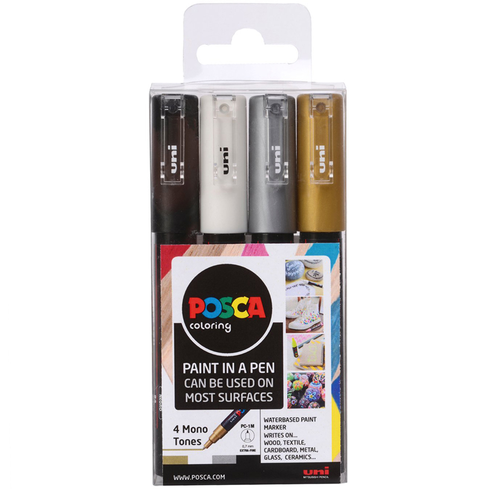 Uni-ball Posca Mono Tone Marker Pens Extra Fine 4 Pack Image