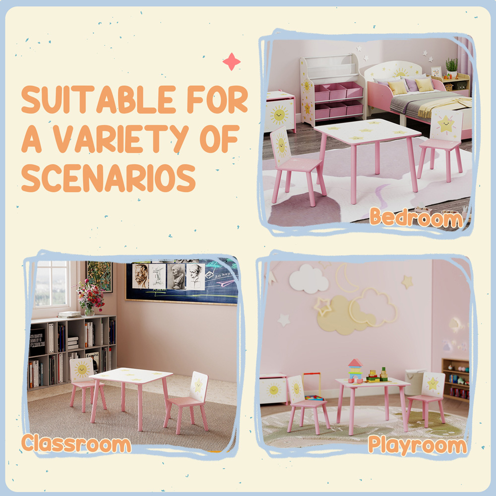 AIYAPLAY 3 Piece Pink Kids Table Set Image 8