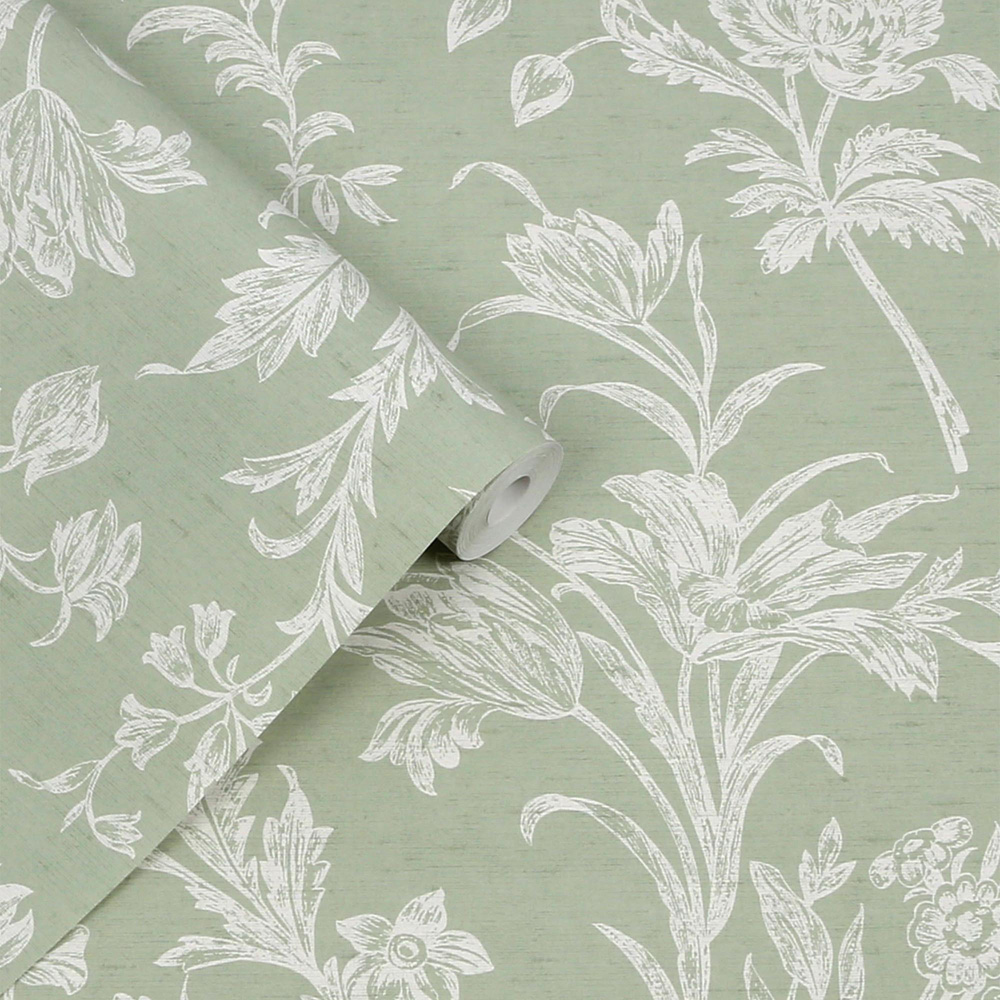 Laura Ashley Lloyd Sage Green Wallpaper Image 2
