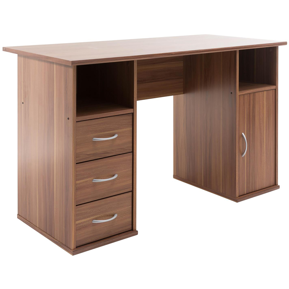 Alphason Maryland Single Door 3 Drawer Office Desk Walnut Image 2