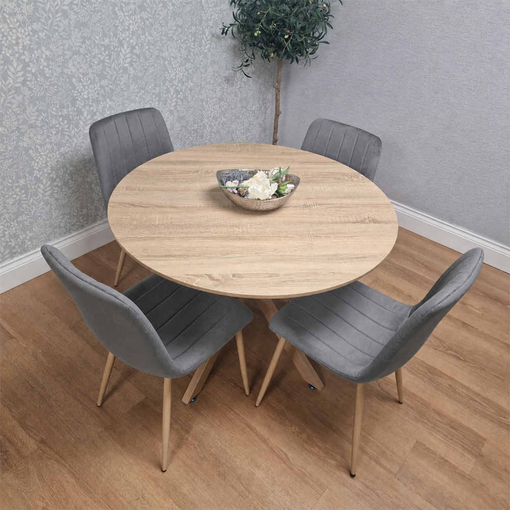 Kosy Koala 4 Seater Wood Effect Round Dining Set Grey Image 7