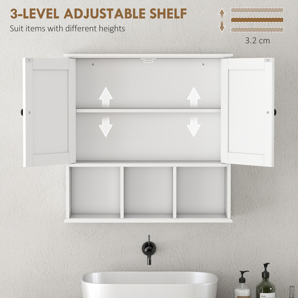Portland 2 Door 3 Shelf White Wall-Mounted Bathroom Storage Cabinet Image 7