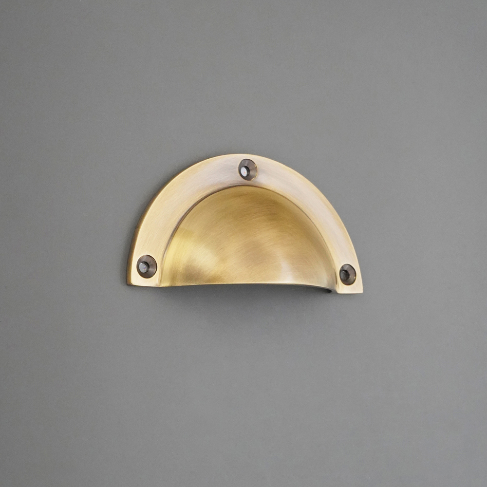 Spira Brass Crescent Antique Brass Cup Pull Drawer Handle Image 2