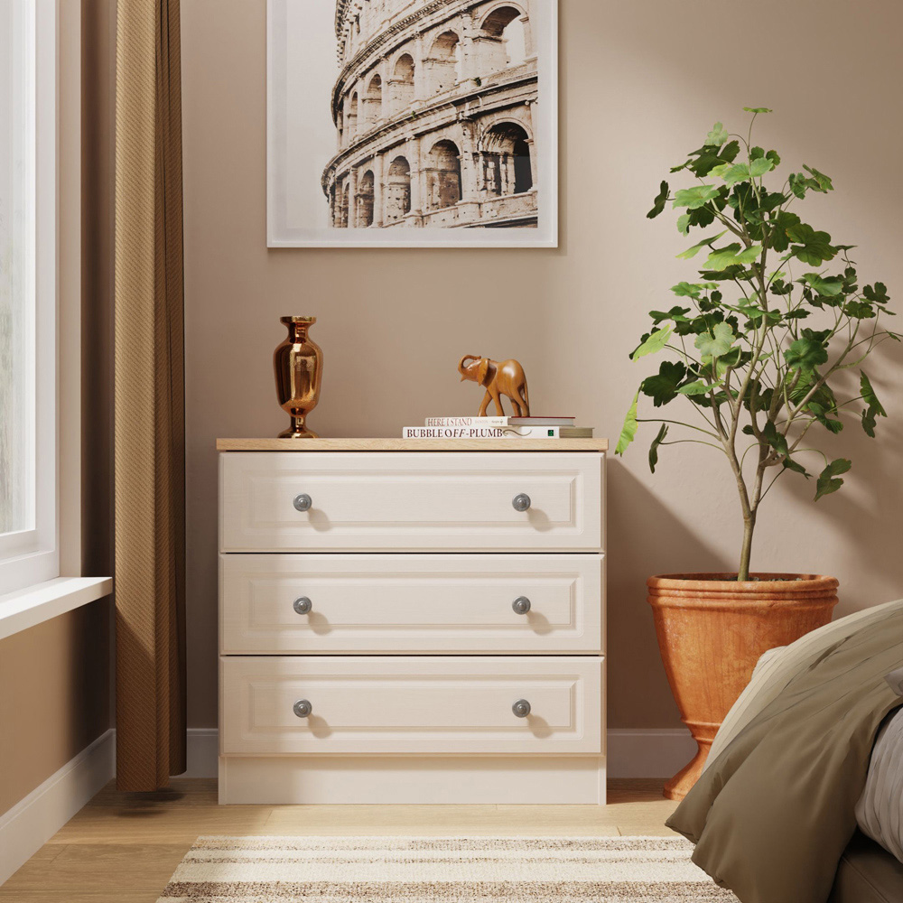 Crowndale Norfolk 3 Drawer Kashmir Ash and Bardolino Oak Chest of Drawers Ready Assembled Image 7