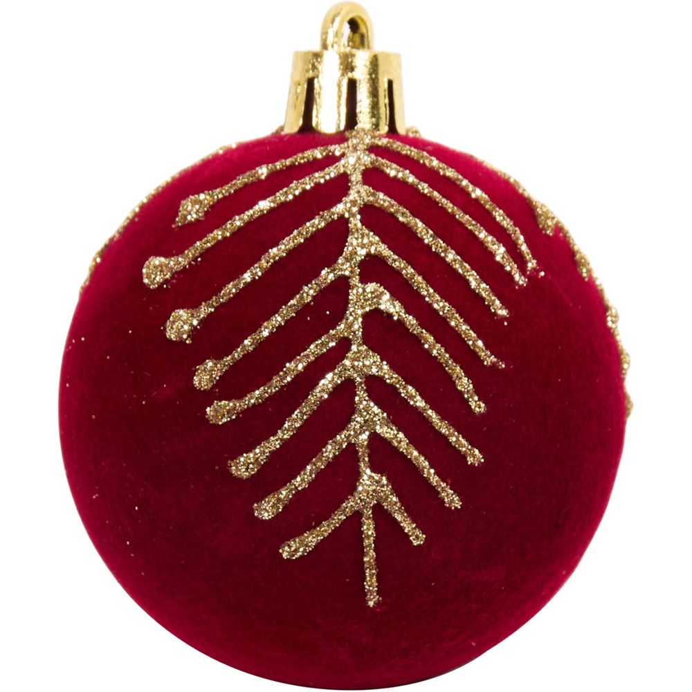 Pack of 30 Flocked Baubles Red Image 3