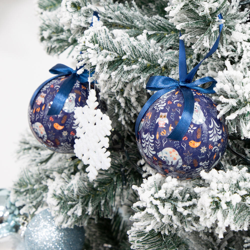The Christmas Workshop Navy Blue Festival Bauble 14 Pack Image 7